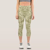 William Morris Sunflower Green Blume Capri Leggings (Vorderseite)