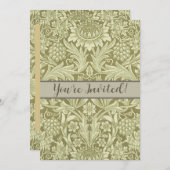 William Morris Sunflower Green Blume Einladung (Vorne/Hinten)