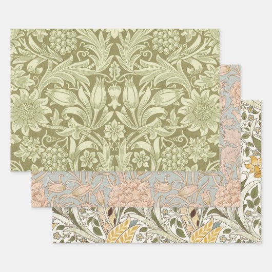 William Morris Sunflower Green Blume Geschenkpapier Set (Set)