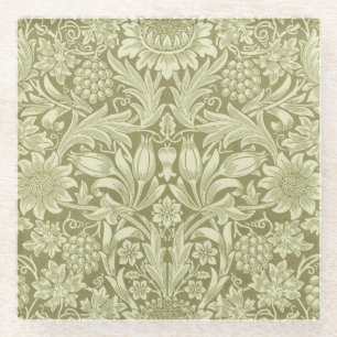 William Morris Sunflower Green Blume Glasuntersetzer