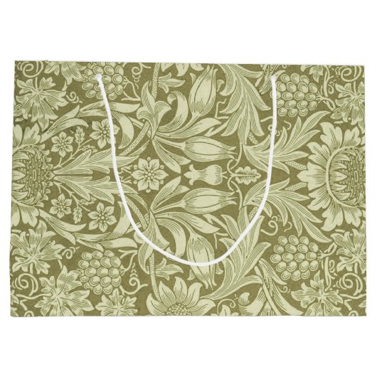 William Morris Sunflower Green Blume Große Geschenktüte (Rückseite)