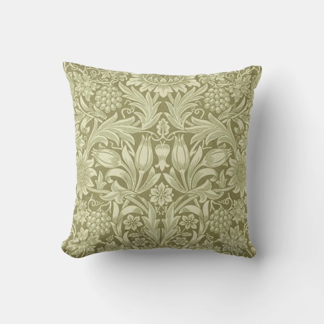 William Morris Sunflower Green Blume Kissen (Vorderseite)