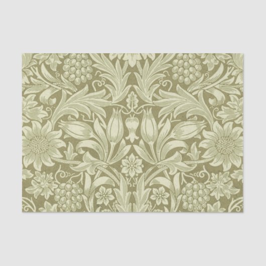 William Morris Sunflower Green Blume Seidenpapier (Vorderseite)
