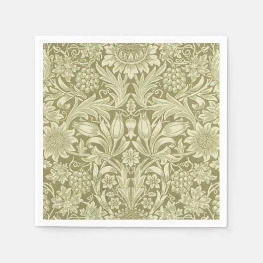 William Morris Sunflower Green Blume Serviette (Vorderseite)