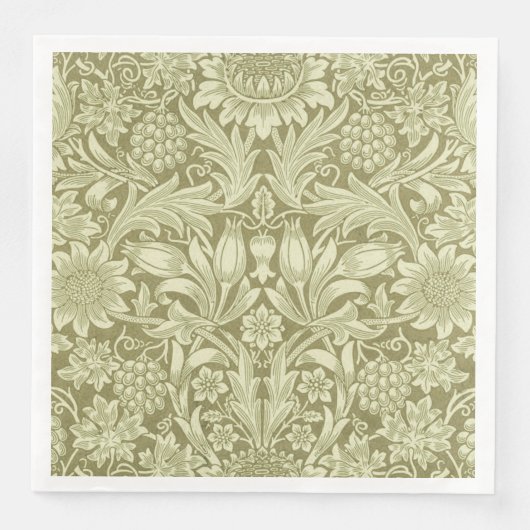 William Morris Sunflower Green Blume Serviette (Vorderseite)