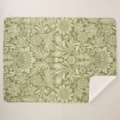 William Morris Sunflower Green Blume Sherpadecke (Vorderseite (Horizontal))