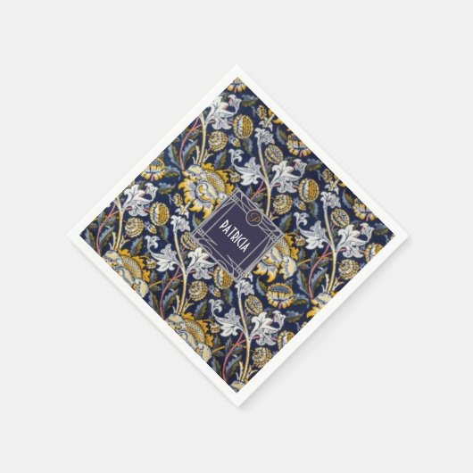 William Morris Sunflower Monogram Name Serviette (Ecke)