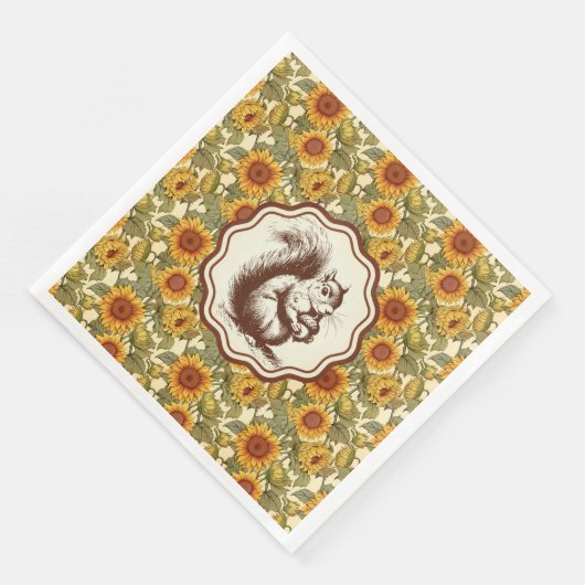 William Morris Sunflower Squirrel Serviette (Ecke)