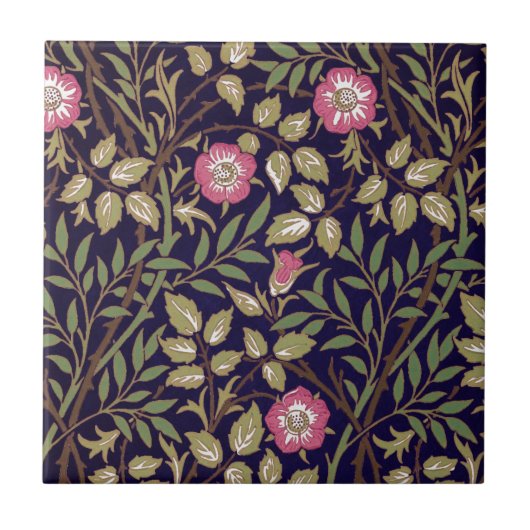 William Morris Sweet Briar Floral Art Nouveau Fliese (Vorderseite)