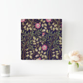 William Morris Sweet Briar Floral Art Nouveau Quadratische Wanduhr (Zuhause)