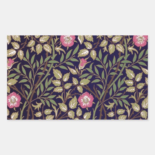 William Morris Sweet Briar Floral Art Nouveau Rechteckiger Aufkleber (Vorderseite)