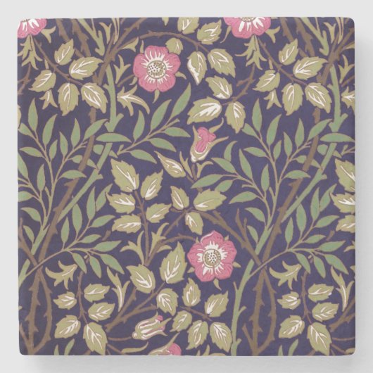 William Morris Sweet Briar Floral Art Nouveau Steinuntersetzer (Vorderseite)