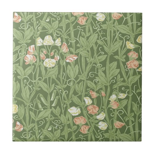 William Morris Sweet Pea Floral Design Fliese (Vorderseite)