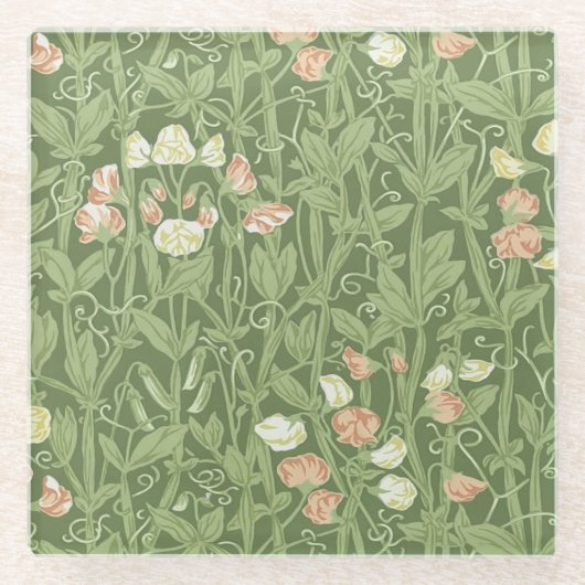 William Morris Sweet Pea Floral Design Glasuntersetzer (Vorderseite)
