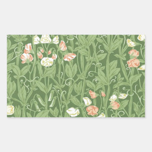 William Morris Sweet Pea Floral Design Rechteckiger Aufkleber