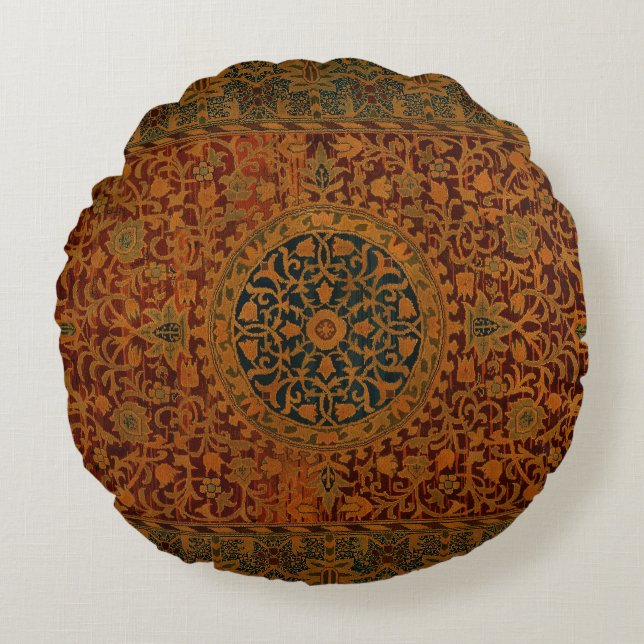 William Morris Tapestry Carpet Rug Rundes Kissen (Vorderseite)