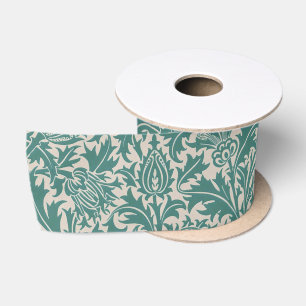 William Morris Teal Blau Distel Vintage-Tapete Satinband