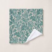 William Morris Teal Blaue Distel Vintage-Tapete Badhandtuch Set (Waschlappen)