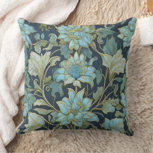 William Morris Teal Blumen Kissen