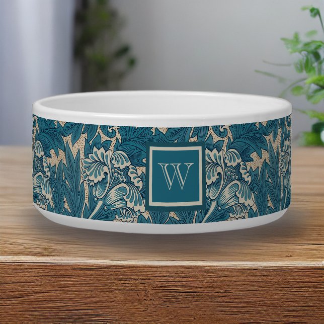 William Morris Tealish Blue Tulip mit Monogram Napf (Von Creator hochgeladen)