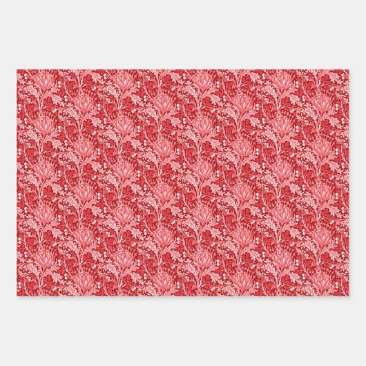 William Morris Thistle Damask, Blau, Grün und Rot Geschenkpapier Set (Vorderseite 2)