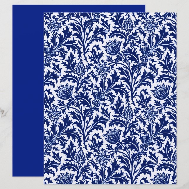 William Morris Thistle Damask, Cobalt Blue & White (Vorne/Hinten)