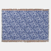 William Morris Thistle Damask, Cobalt Blue & White Decke (Vorderseite)