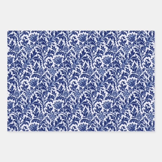 William Morris Thistle Damask, Cobalt Blue & White Geschenkpapier Set (Vorderseite 3)