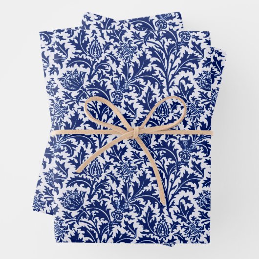 William Morris Thistle Damask, Cobalt Blue & White Geschenkpapier Set (Beispiel)