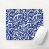 William Morris Thistle Damask, Cobalt Blue & White Mousepad (Mit Mouse)