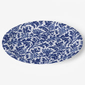 William Morris Thistle Damask, Cobalt Blue & White Pappteller (Schrägansicht)