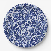 William Morris Thistle Damask, Cobalt Blue & White Pappteller (Vorderseite)
