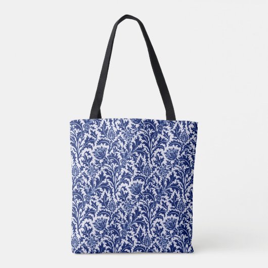 William Morris Thistle Damask, Cobalt Blue & White Tasche (Rückseite)