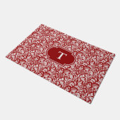 William Morris Thistle Damask, Dark Red & White Fußmatte (Schrägansicht)