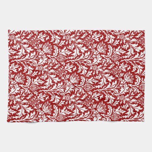 William Morris Thistle Damask, Dark Red & White Geschirrtuch (Horizontal)