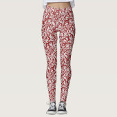 William Morris Thistle Damask, Dark Red & White Leggings (Vorderseite)