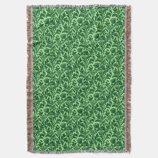 William Morris Thistle Damask, Emerald Green Decke (Vorderseite Vertikal)