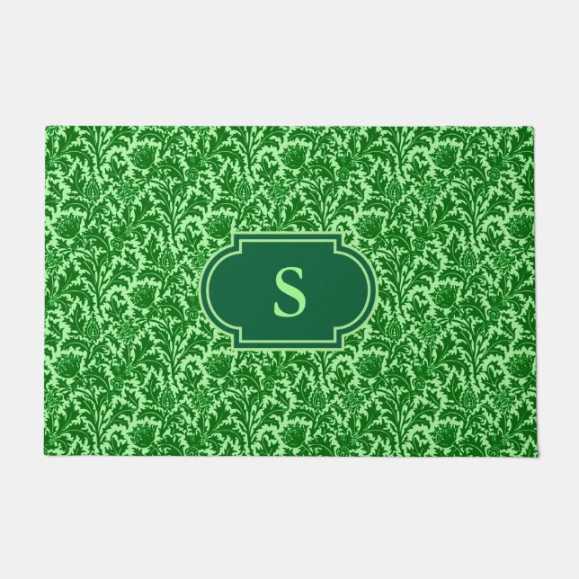 William Morris Thistle Damask, Emerald Green Fußmatte (Vorderseite)