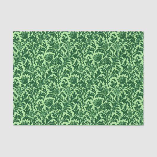 William Morris Thistle Damask, Emerald Green Seidenpapier (Vorderseite)