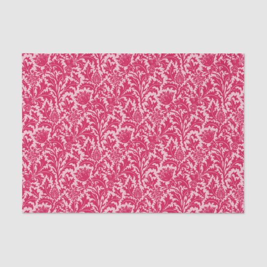 William Morris Thistle Damask, Fuchsia Pink Seidenpapier (Vorderseite)