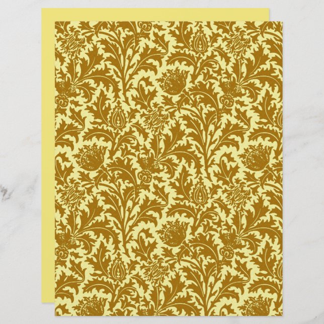 William Morris Thistle Damask, Mustard Gold (Vorne/Hinten)
