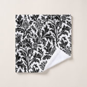 William Morris Thistle Damask, Schwarz auf Weiß Badhandtuch Set (Waschlappen)