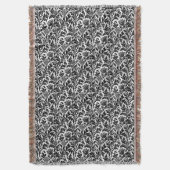 William Morris Thistle Damask, Schwarz auf Weiß Decke (Vorderseite Vertikal)