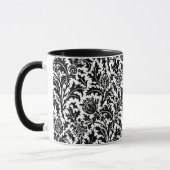 William Morris Thistle Damask, Schwarz auf Weiß Tasse (Links)