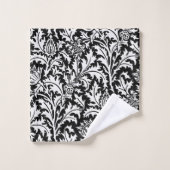William Morris Thistle Damask, Schwarz und Weiß Badhandtuch Set (Waschlappen)