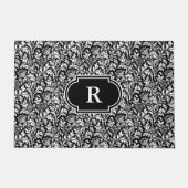 William Morris Thistle Damask, Schwarz und Weiß Fußmatte (Vorderseite)