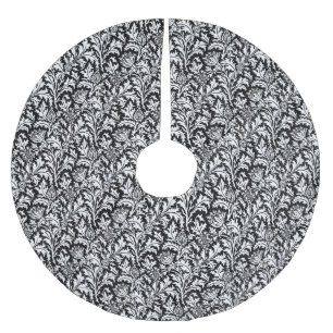 William Morris Thistle Damask, Schwarz und Weiß Polyester Weihnachtsbaumdecke