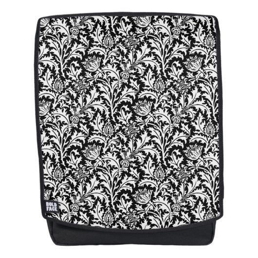 William Morris Thistle Damask, Schwarz und Weiß Rucksack (Vorderseite)
