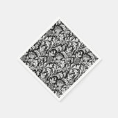 William Morris Thistle Damask, Schwarz und Weiß Serviette (Ecke)