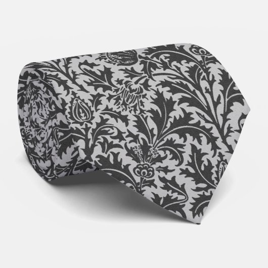 William Morris Thistle Damask, Silver Gray / Grau Krawatte (Gerollt)
